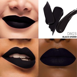 DE'MUMU Black Lipstick Matte for Women, Long Lasting Lipstick Smudge Proof No Transfer Goth Liquid Lipsticks, Cruelty Free Lip Makeup (DM23 Black Storm)
