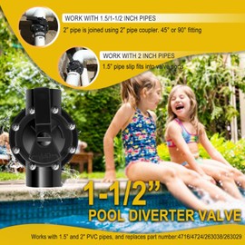Ussuray Swimming Pool Diverter Valve - 1 1/2 inch - 2 Way - 1.5 inch Positive Seal&Non-lube Valve, for Pools&Spas,1 1/2 inch to 2 inch