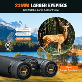 12x54 HD Binoculars for Adults High Powered - Large View BAK4 Prism Binoculars with Clear Low Light Vision - Lightweight Waterproof Binocular for Bird Watching Cruise Travel Hiking Concert Stargazing