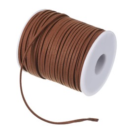 PATIKIL Suede Cord with Roll Spool 3mm 50 Yard, Flat Faux Leather Lace for Necklace Bracelet Jewelry Making Beading DIY Crafts, Brown