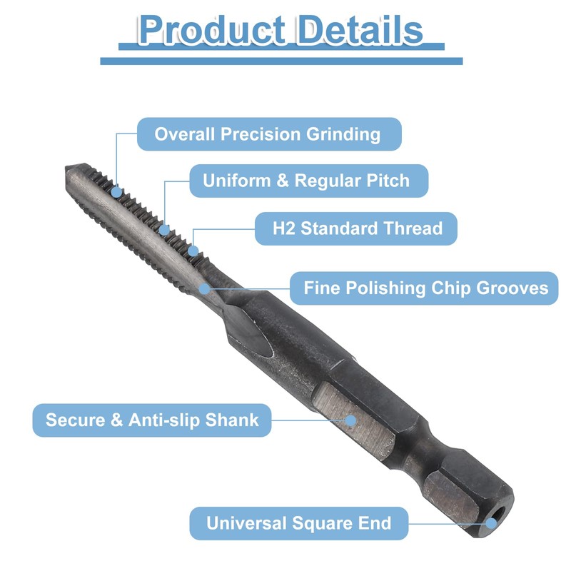 sourcing map 2pcs Straight Flute Thread Tap, M5 x 0.8