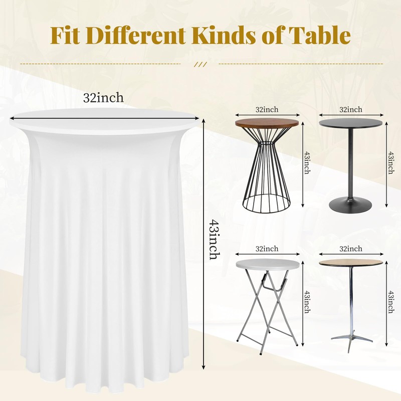Lumaycens 2 Pack Cocktail Table Covers with Skirt 32x43in White