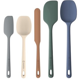 ChefAide Juego de 5 espátulas de silicona, espátula de goma de grado alimenticio, mango fuerte mejorado con agarre ergonómico, resistente al calor has