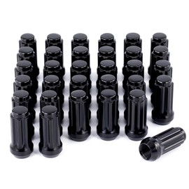 9/16-18 Wheel Lug Nuts 32 Pack, Black 9/16 x 18 Trim Lug Nuts 2 inches Tall Spline Drive Cone Seat with Socket Compatible with Dodge 1994-2011 Ram 2500 3500 Aftermarket Wheel 8x6.5 5x5.5