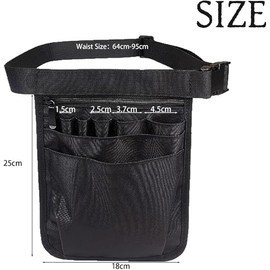 Multi Pocket Nurse Bag, Fanny Pack Nursing Waist Pouch Pocket Utility Belt Bag Multi Pocket Bag Organizer Belt for Nurse Pack (Black)