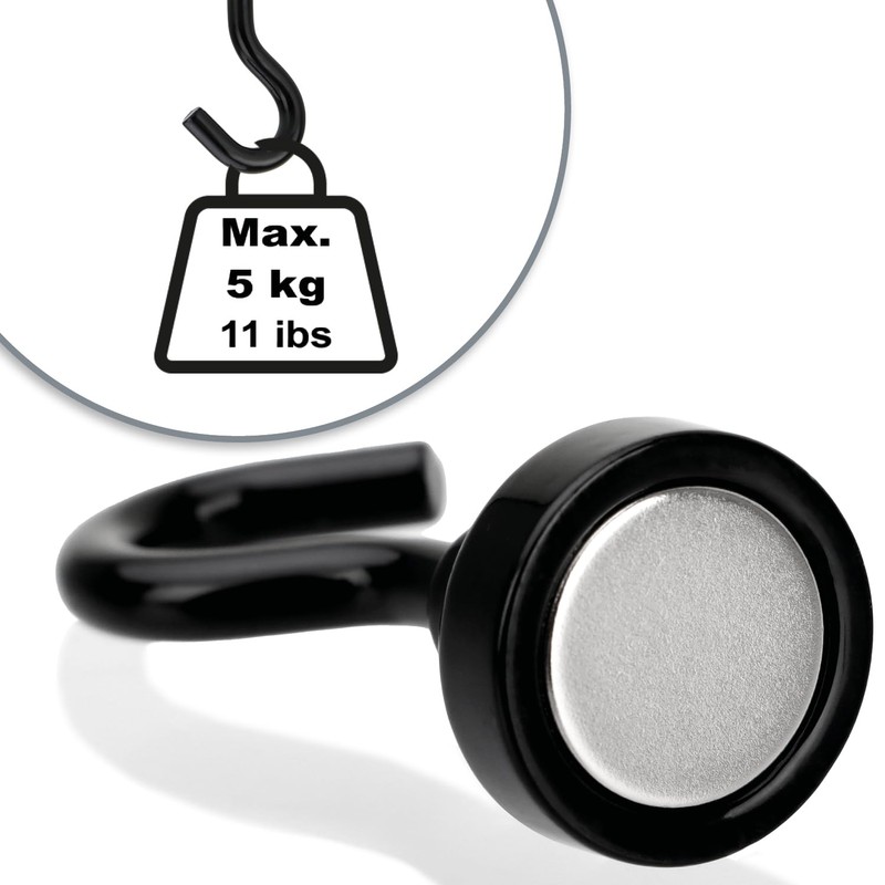 com-four® 10 x Neodymium Magnetic Hooks 5 kg - Strong