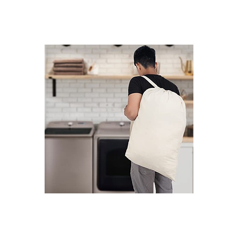 SweetNeedle Premium Canvas Laundry Bag with Shoulder Strap, 75x56 CM