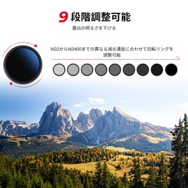 Beschoi ND Filter 43mm ND2-ND400 MRC Variable Neutral Density Adjustable (0.3-2.7, 1-9 Stops) Multi-layer Coating Optical Glass Waterproof Anti-Scratch Ultra Thin Filter