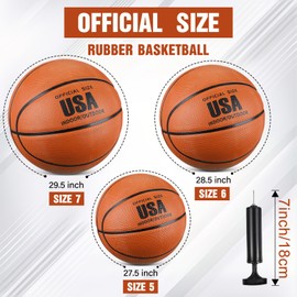 HyDren 12 Pcs Basketballs Bulk with Pump Donation Supplies Deflated Basketball for Outside Sport Operation Machine Stitched Ball(Brown,Size 7)