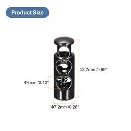 sourcing map 18pcs Metal Cord Locks, 4mm Double Hole Spring Stopper Fastener Slider Toggles End for Drawstrings Bags Backpacks Clothing Lanyards, Black