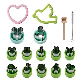 Beyond 280 Stainless Steel Fruit Vegetable Cookie Cutters Set for Cute Fun Food, Big and Small Animal Shapes for Boys and Girls (14Pcs- Cutters)