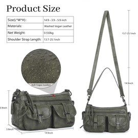 Angel Kiss Hobo Purses for Women Crossbody Shoulder Bag Ladies Multi Pocket Handbags with Adjustable Shoulder Strap,Green