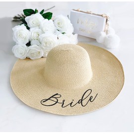 ModParty Women's Beach Floppy Sun Hat for Bride, Bridal Shower Gift, Bachelorette Party Tan