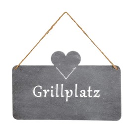 levandeo Barbecue Area Sign 25 x 16 cm Heart Garden Decoration Grey Concrete Look Door Sign Wall Picture Lettering Wall Decoration Barbecue Summer