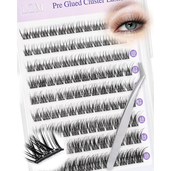 LZM Pre Glued Cluster Lashes Natural - C Curl 10-16mm