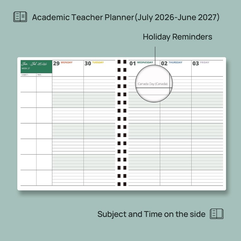 POPRUN Teacher Planner 2026-2027, 8.5"x11" Lesson Planner Book for Teachers