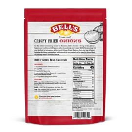 Bell's Fresh Fried Onions – 6 oz Bag – Crispy & Flavorful Topping for Green Bean Casserole, Burgers, Salads & More – Classic New England Style – Resealable Bag