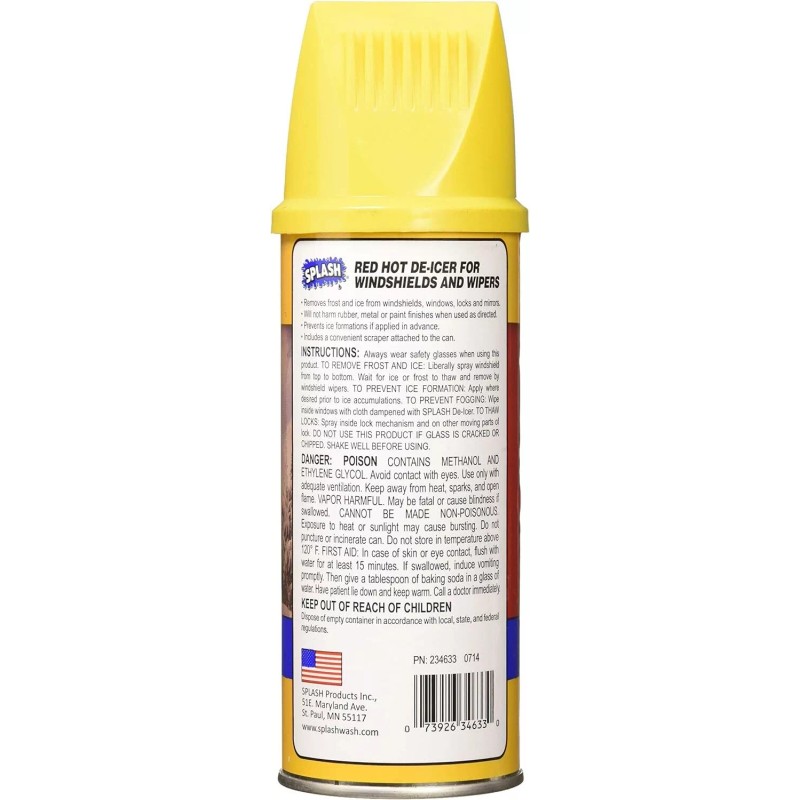 SPLASH Red Hot De-Icer For Windshields and Wipers , Aerosol