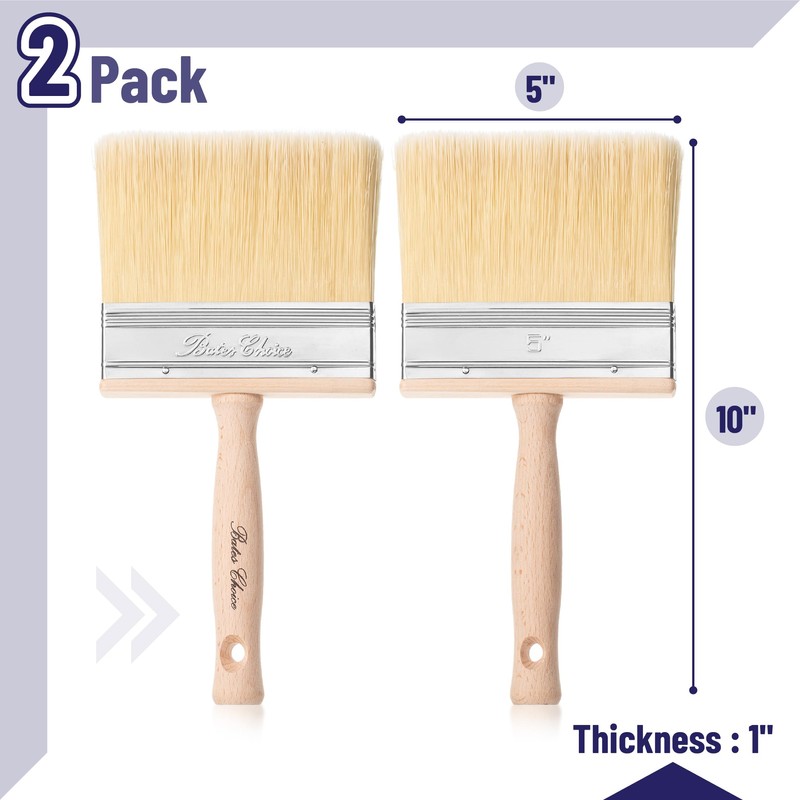 Bates- Deck Stain Brush, 5 Inch, 2 Pack, Wooden Handle,