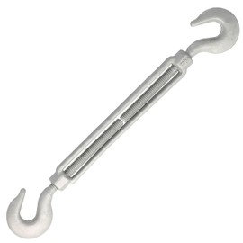 E-Rigging 3/8" X 6" Galvanized Hook & Hook Turnbuckle | Heavy Duty Solution for Sun Shade, Zip Lines, Tents, Hoisting - Ideal for Farmers, Utility Workers, Landscapers and DIY Projects