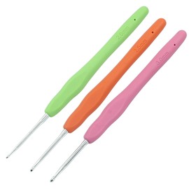 suiwotin 3pcs/Set 2mm/2.5mm/3mm Crochet Hook, Aluminum Crochet Hook Set, Rubber Handle Ergonomic Knitting Needles for Yarn DIY Crafts Projects