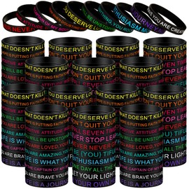 Libima 500 Pcs Inspirational Bracelets Bulk Motivational Rubber Bracelets Wristbands Unisex Stretch Bracelets Silicone Wristbands for Women Men, 20 Styles(Fresh Color)