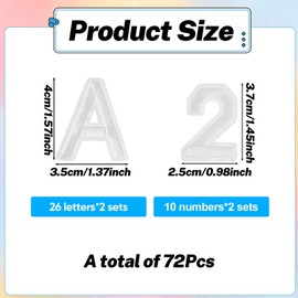 72pcs Iron on Letter and Numbers Patches, Letter Patches A-Z,Numbers 0-9 with Ironed Adhesive, Embroidered Applique Patches for DIY Accessories Hats Shirts Jeans Shoes Bags (Black)