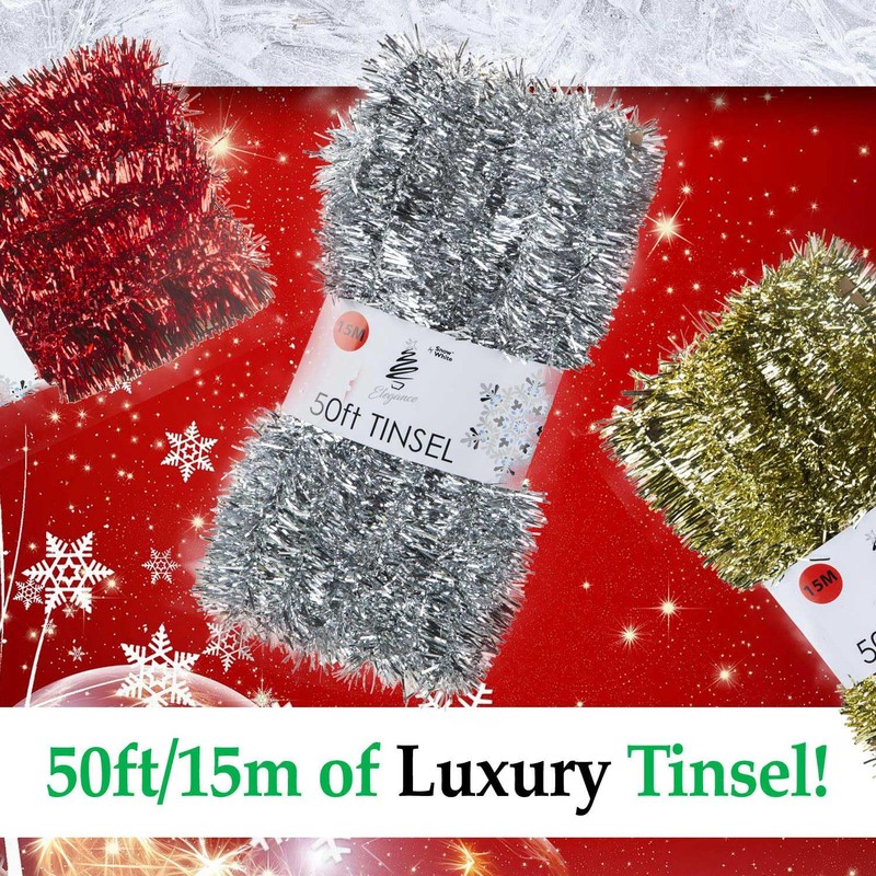 VFM - Christmas Tinsel Decorations for Christmas Tree (Silver)