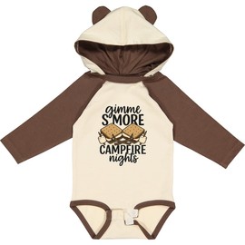 inktastic S'more Campfire Nights Long Sleeve Creeper 6 Months Natural & Brown W Ears 4596a
