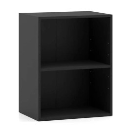 2-Cube Open Bookshelf Floor Standing Bookcase with 5-Position Adjustable ShelfMain Material: Engineered Wood, Main Color: Black