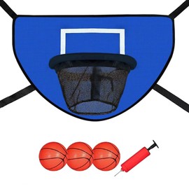 Trampoline Basketball Hoop with Breakaway Rim, 3 Mini Basketballs and Pump, Reusable Ball Hoop for Trampoline, Basketball Hoop for Kids Adults Indoor Outdoor Use