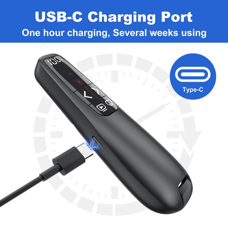 UBUYONE (2 Units) Rechargeable Presentation Clicker with Case, Power Digital