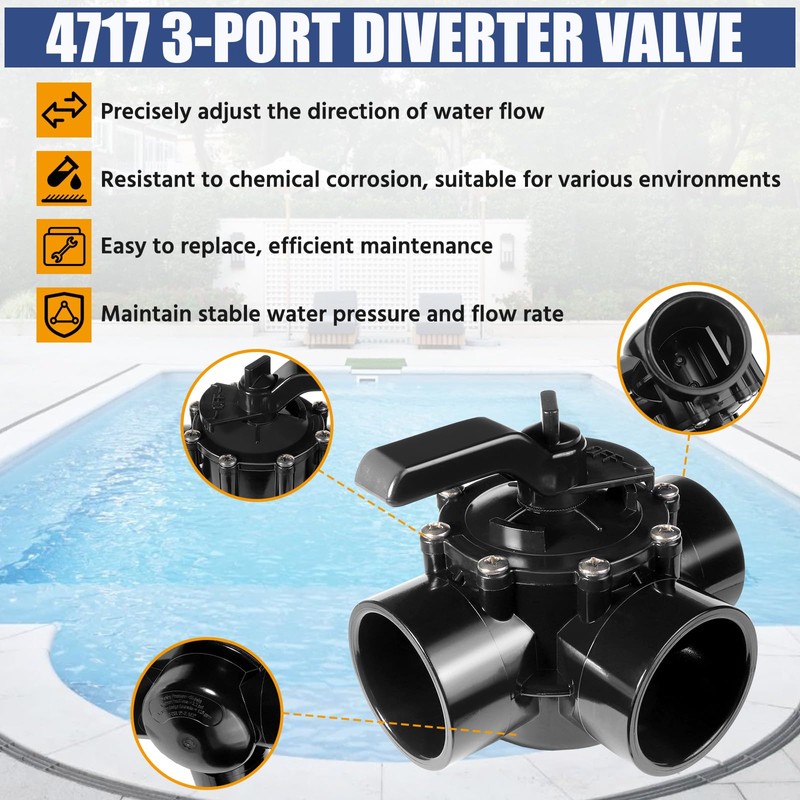 4717 3-Way Pool Diverter Valve Replacement for Jandy 4717, 2”