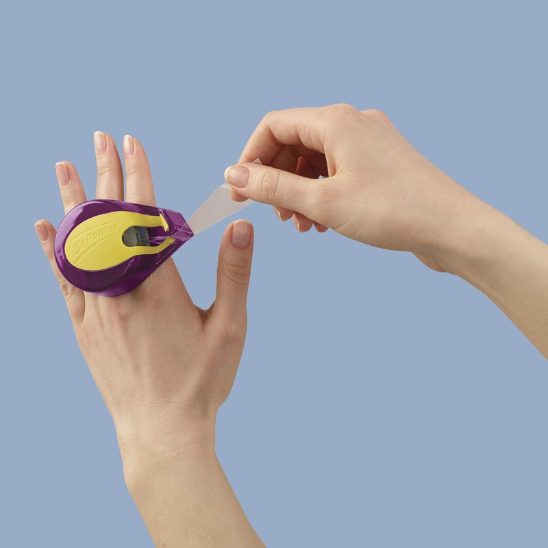 Sellotape On-Hand Dispenser with Invisible Matt Tape, Both hands free