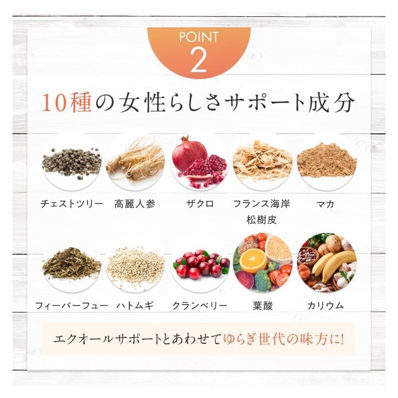 エクオール サプリメント エクオールワン 【女性らしさ成分 45種厳選配合】 大豆イソフラボン 30mg ラクトビオン酸 100mg マルチビタミン