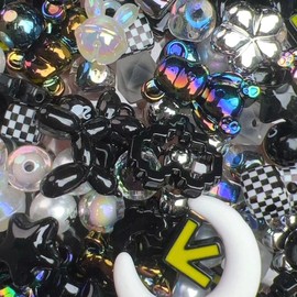 【MC series】Exquisite Diy Bead phone Charm Kits Mixed Cartoon Lanyard wrist strap Bracelet Keychain cute fashion for girls and women:_Iridescent Black_500ml