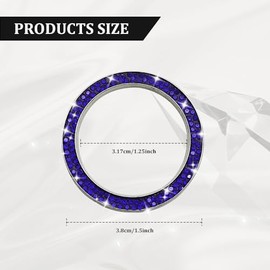 Tecledsn 2PCS Car Bling Crystal Rhinestone Engine Start Decoration Ring, Sparkling Push Start Button Sticker, Key Ignition & Knob Ring Decoration, Bling Car Interior Accessories for Women (Bright Blue)