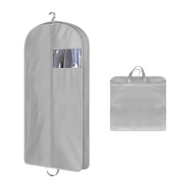 JAONLD Garment Bag, 60 x 127 x 10 cm, Suit Bag, Clothes Cover, Garment Bags, Mothproof with Clear Window, Garment Bags with Zip for Storage, Clothes Cover for Dresses, Shirts (Black)