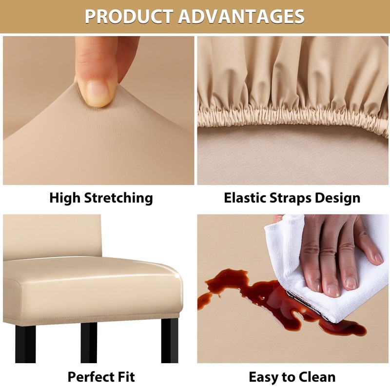 Lebaley 4 Pack Bar Stool Covers with Backs, Waterproof Stretch
