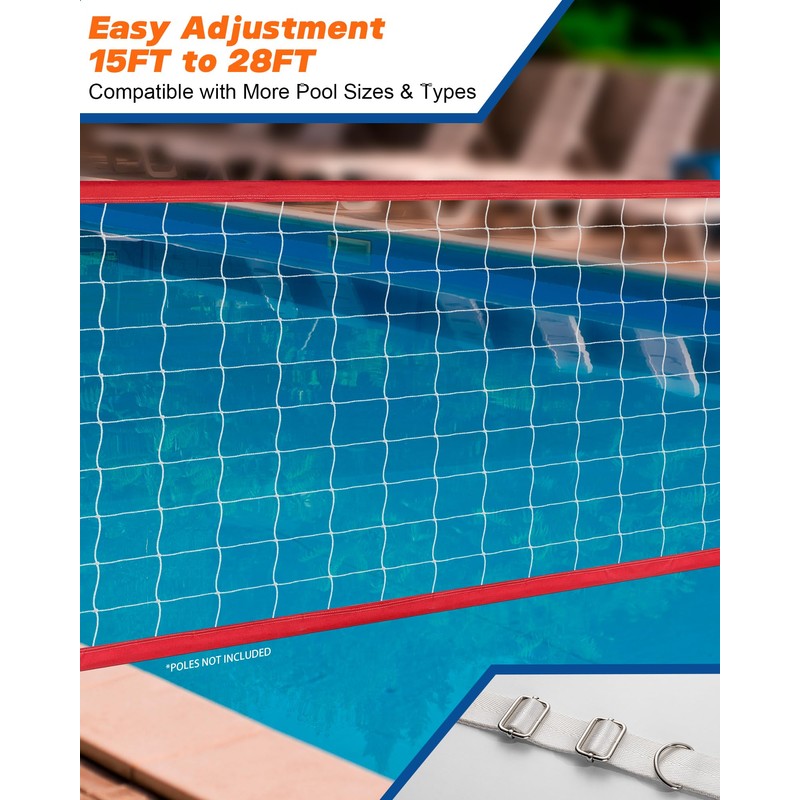 XXXYYY Heavy Duty Swimming Pool Volleyball Net Replacement, Lengthened 15FT-28FT