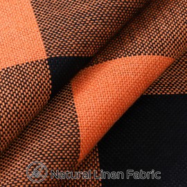 OTOSTAR Pack of 2 Gingham Buffalo Check Plaid Decorative Throw Pillow Covers Linen Christmas Tartan Lumbar Pillow Covers with Stitched Edge Farmhouse Pillow Cases for Sofa 12x20 Inch, Orange and Black