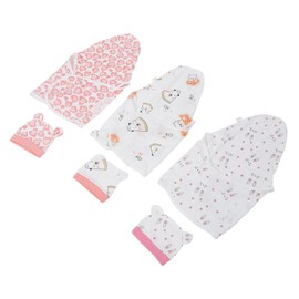 SUPVOX 3Sets Swaddle Wraps with Hats Cotton Newborn Sleep Sacks for Boys and Soft Breathable Receiving Blankets Stylish Nursery Photo Props for Spring Autumn Use