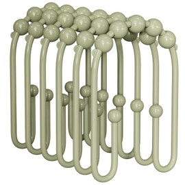 AmazerBath Sage Green Shower Curtain Hooks - Rust Proof Non-Slip Double Hooks for Curtains, Sturdy Metal Rings 12Pcs