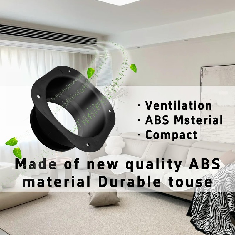 2Pcs 4 Inch Duct Connector Flange, ABS Plastic Wall Plate,