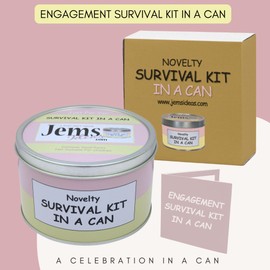 Engagement Survival Kit in a Can – Fun Novelty Gift for Engaged Couple – Unique Keepsake Present for Friends or Family Set Box for Newly Engaged Pair (Pink/Cream)