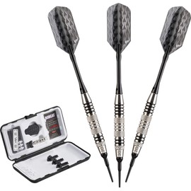 Viper Bobcat Adjustable Weight Soft Tip Darts with Storage/Travel Case: Nickel Silver Plated, Black Rings, 16-19 Grams