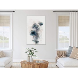 murando - Wall Pictures Poppies 20 x 30 cm 1 Piece - Wall Decoration Non-Woven Canvas Pictures Large Wall Decoration Living Room Bedroom Art Prints - Flowers Botany Plants Drawing Blue Grey as Painted