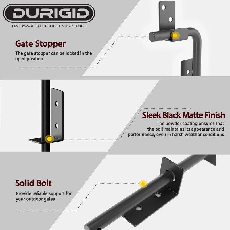 DURIGID 18 Inch Gate Cane Bolt Gate Ground Drop Rod,