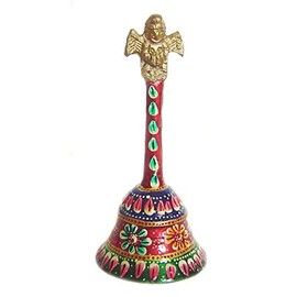 Pure Brass Dinner Bell Decorated Indian Handicraft Article Pooja Bell, Puja Bell, Christmas Bell Xmas Ornament