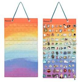 PACMAXI Hanging Brooch Pin Organizer, Display Pins Storage Case, Brooch Collection Storage Holder, Holds Up to 96 Pins.(Not Include Any Accessories) (S-96 Slots, Colorful)